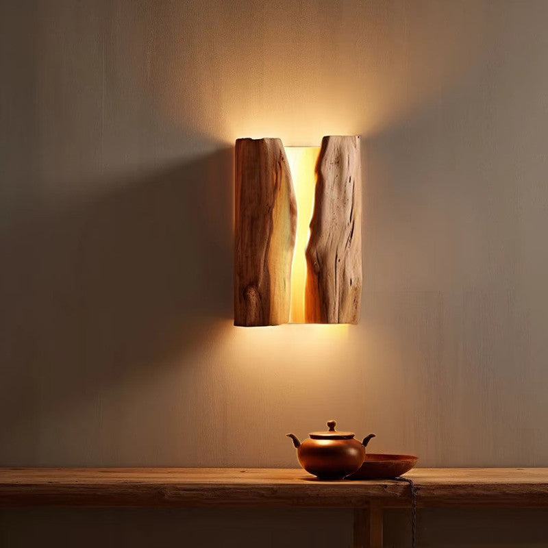 Rustic Wood LED Wall Sconce