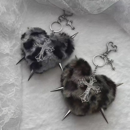Punk Plush Heart Rivet Hair Clip