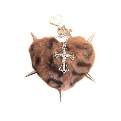 Punk Plush Heart Rivet Hair Clip