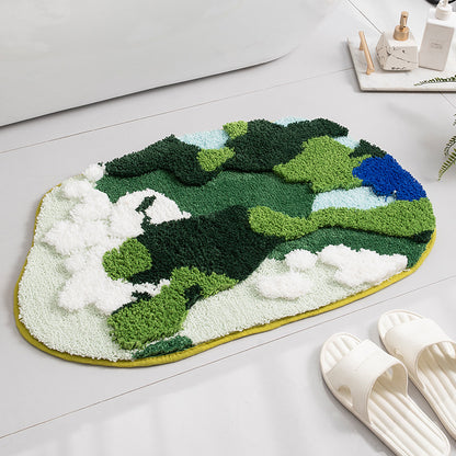 Thickened tufted flocked moss carpet