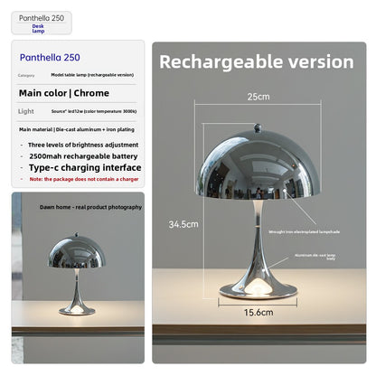 Danish Light Luxury Nordic Retro Small Table Lamp Bedroom Bedside Lamp Charging Decoration Study Living Room Atmosphere Lamp Mushroom Lamp