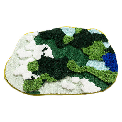 Thickened tufted flocked moss carpet