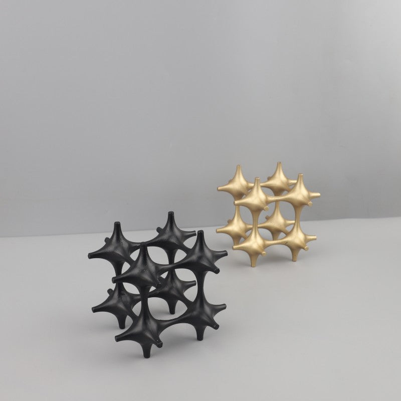Modern Geometric Hollow Metal Cube Sculpture