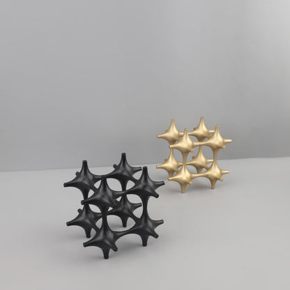 Modern Geometric Hollow Metal Cube Sculpture