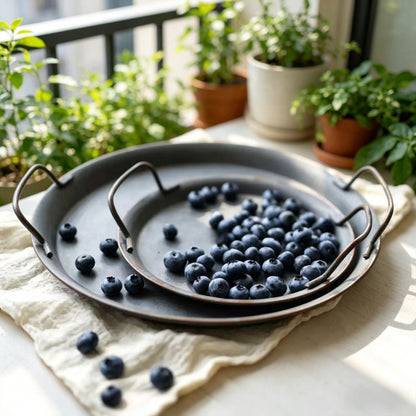 Vintage Iron Serving Tray with Handle