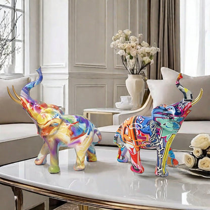 Creative graffiti resin craft elephant figurine