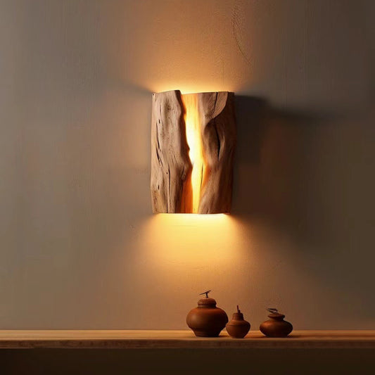 Rustic Wood LED Wall Sconce