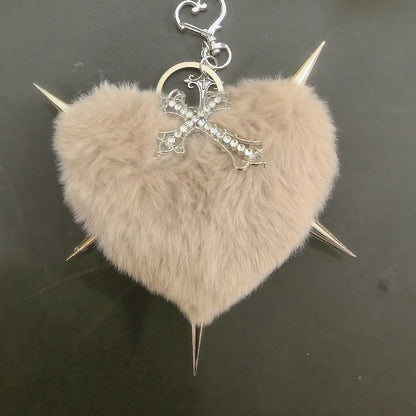 Punk Plush Heart Rivet Hair Clip