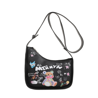 Little Bear Cartoon Graffiti Shoulder Bag