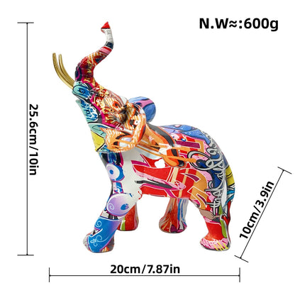 Creative graffiti resin craft elephant figurine