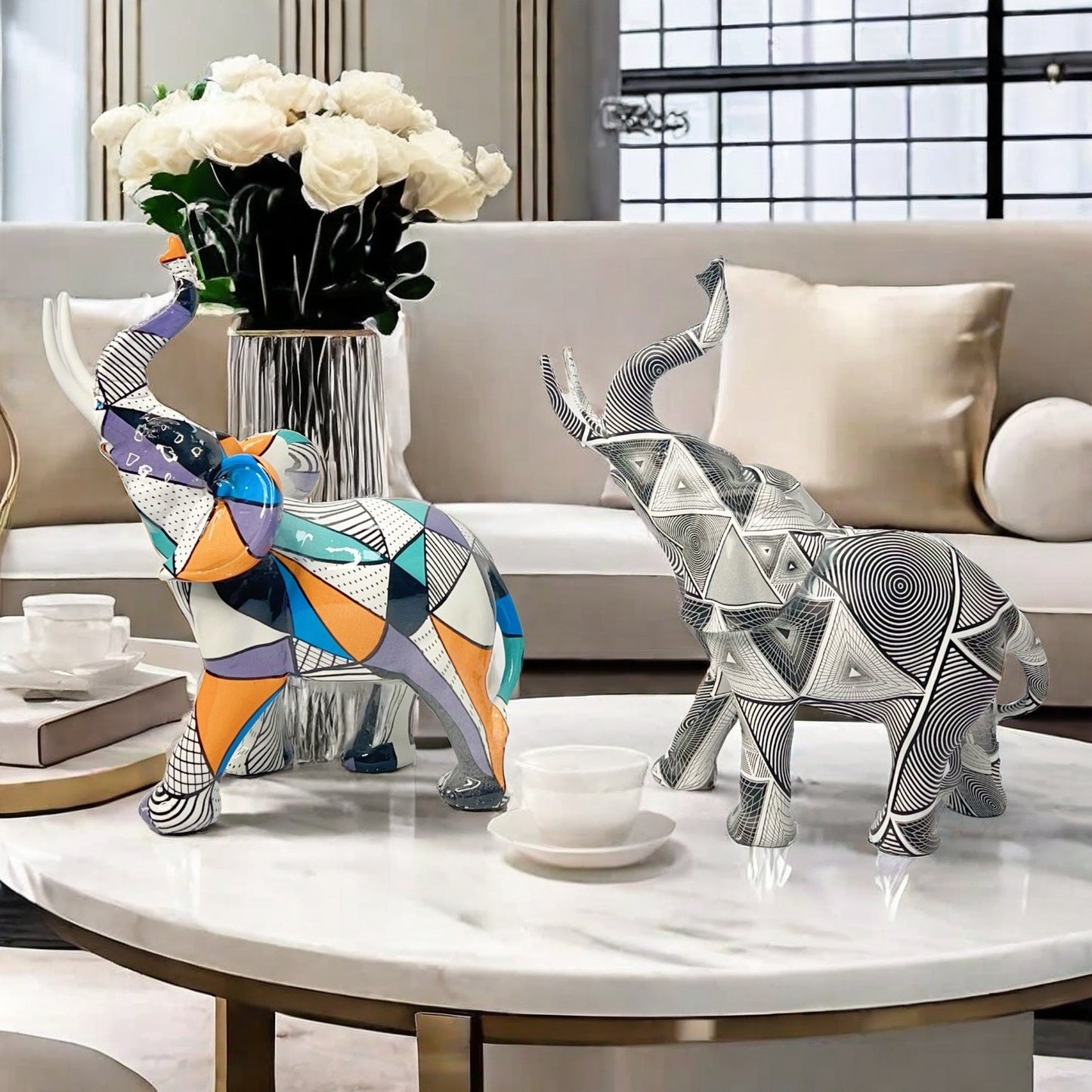 Creative graffiti resin craft elephant figurine