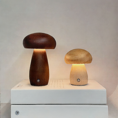 Rechargeable Wooden Mushroom Night Light
