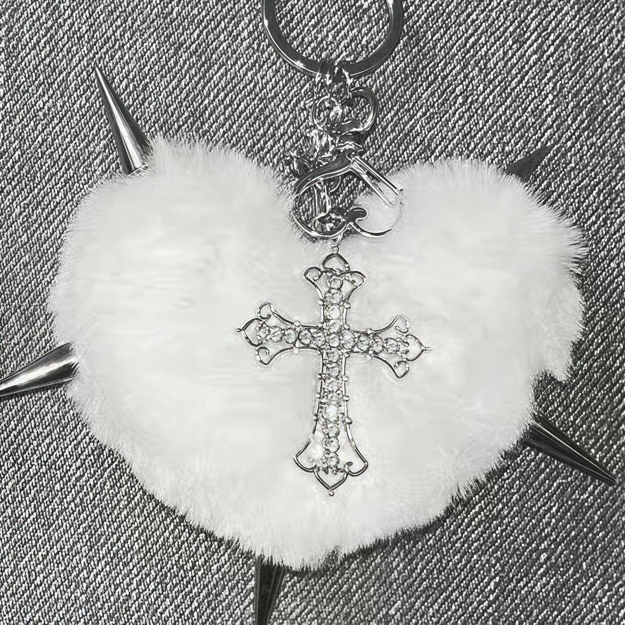 Punk Plush Heart Rivet Hair Clip