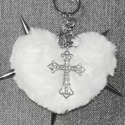 Punk Plush Heart Rivet Hair Clip