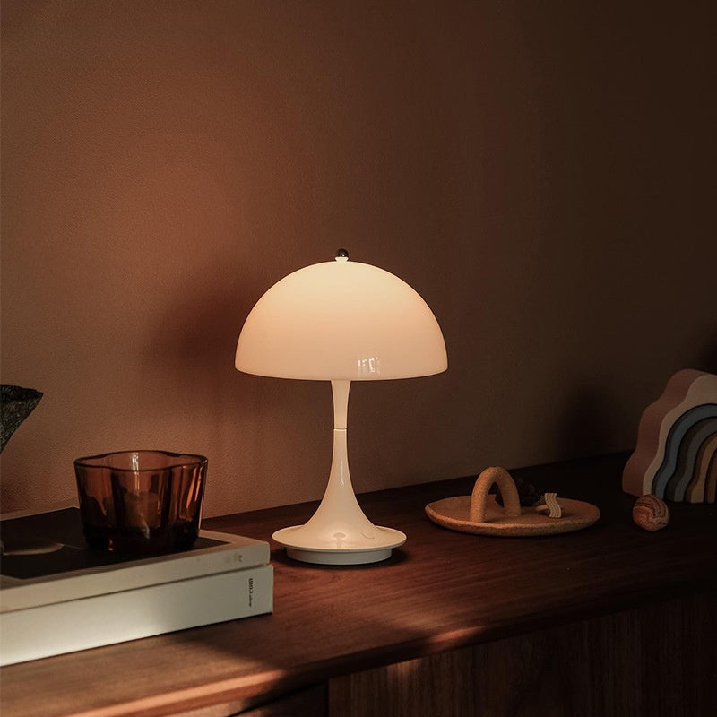Danish Light Luxury Nordic Retro Small Table Lamp Bedroom Bedside Lamp Charging Decoration Study Living Room Atmosphere Lamp Mushroom Lamp