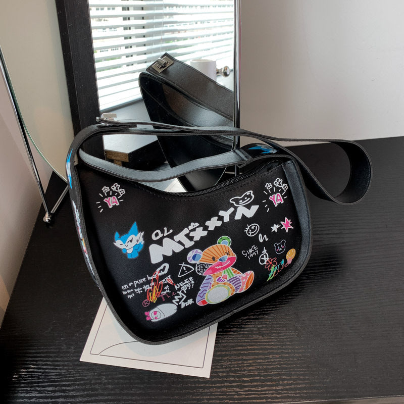 Little Bear Cartoon Graffiti Shoulder Bag