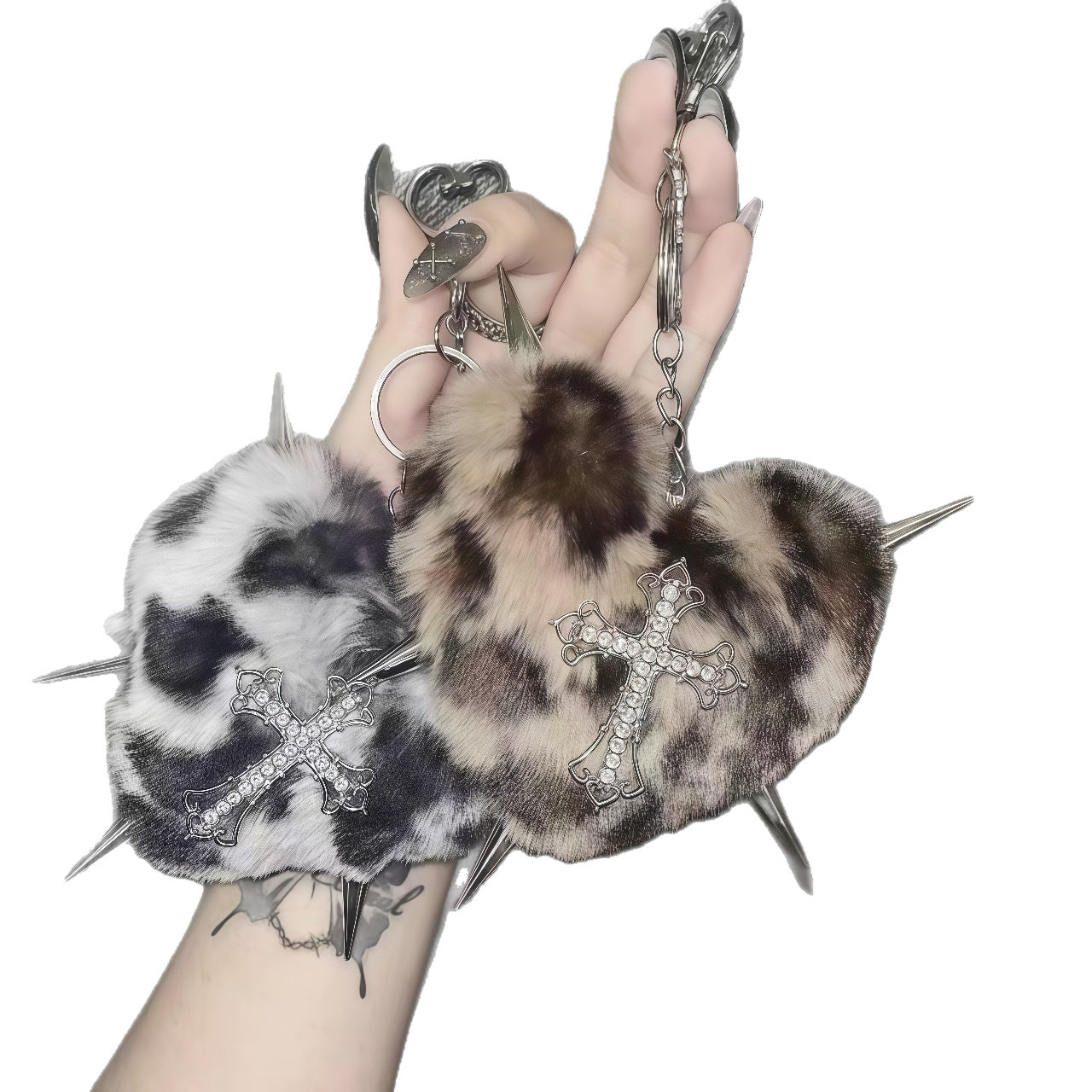 Punk Plush Heart Rivet Hair Clip
