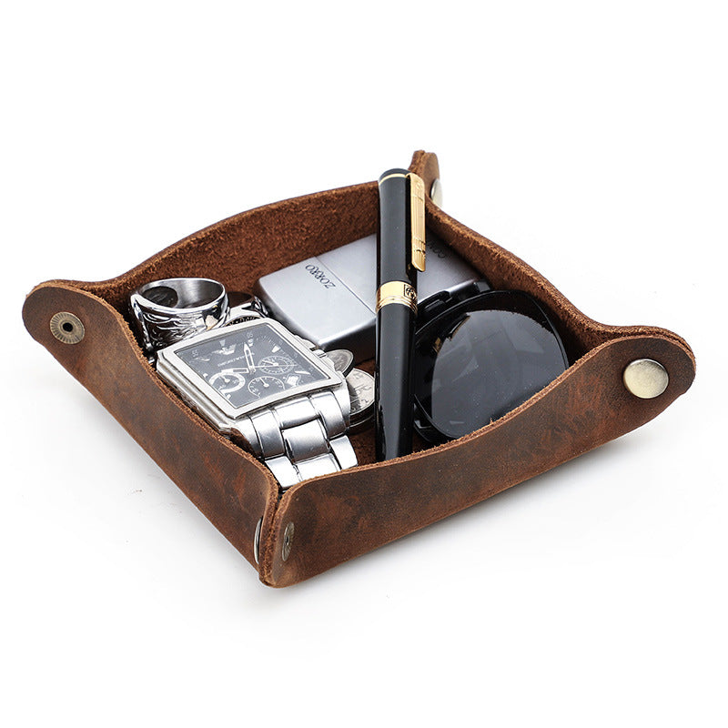 Vintage Leather Desk Tray Organizer