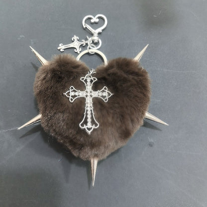 Punk Plush Heart Rivet Hair Clip