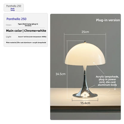 Danish Light Luxury Nordic Retro Small Table Lamp Bedroom Bedside Lamp Charging Decoration Study Living Room Atmosphere Lamp Mushroom Lamp