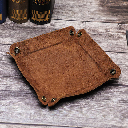 Vintage Leather Desk Tray Organizer
