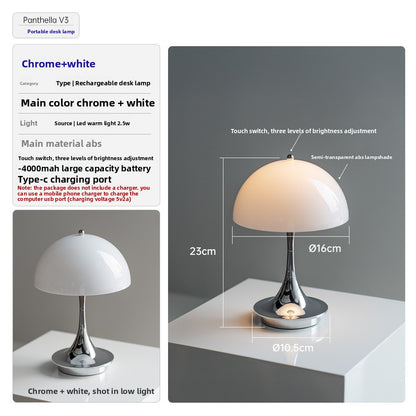 Danish Light Luxury Nordic Retro Small Table Lamp Bedroom Bedside Lamp Charging Decoration Study Living Room Atmosphere Lamp Mushroom Lamp