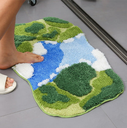 Thickened tufted flocked moss carpet