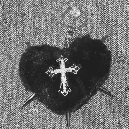 Punk Plush Heart Rivet Hair Clip