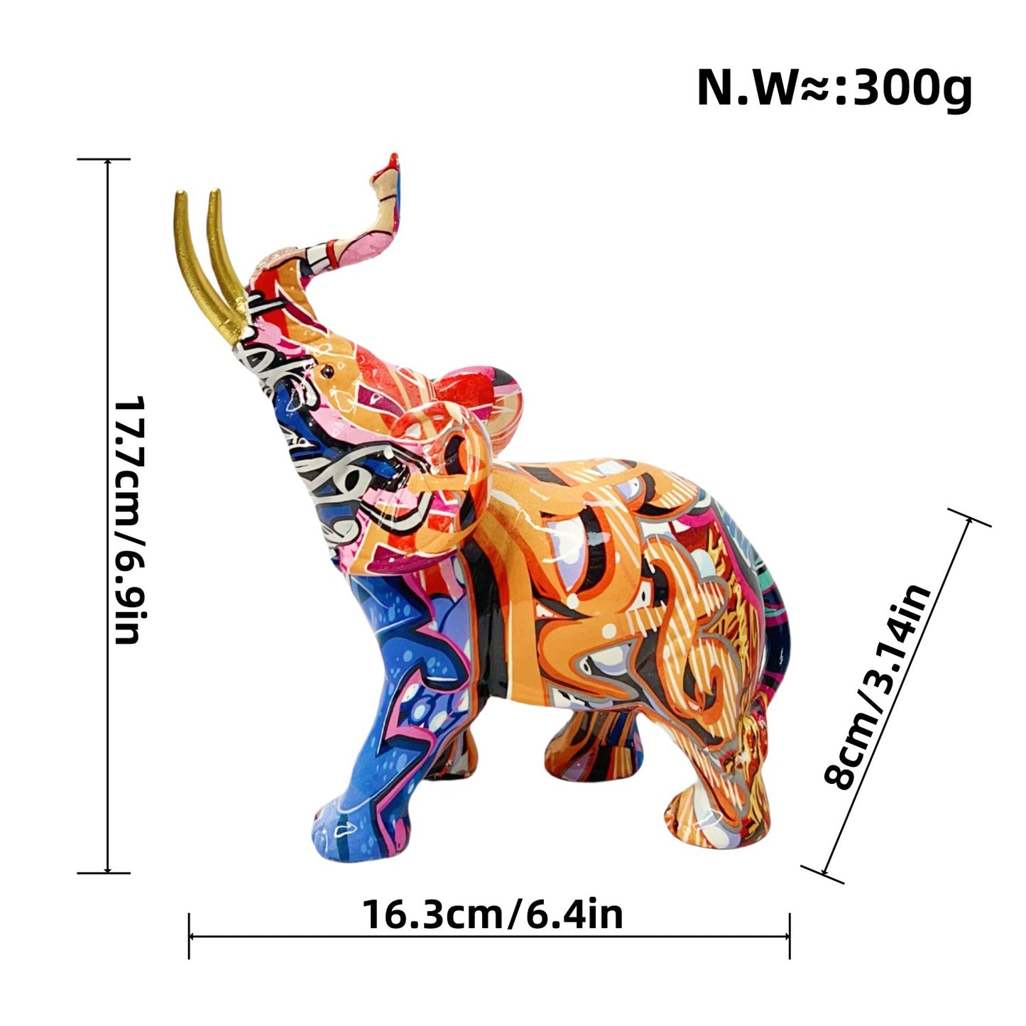 Creative graffiti resin craft elephant figurine