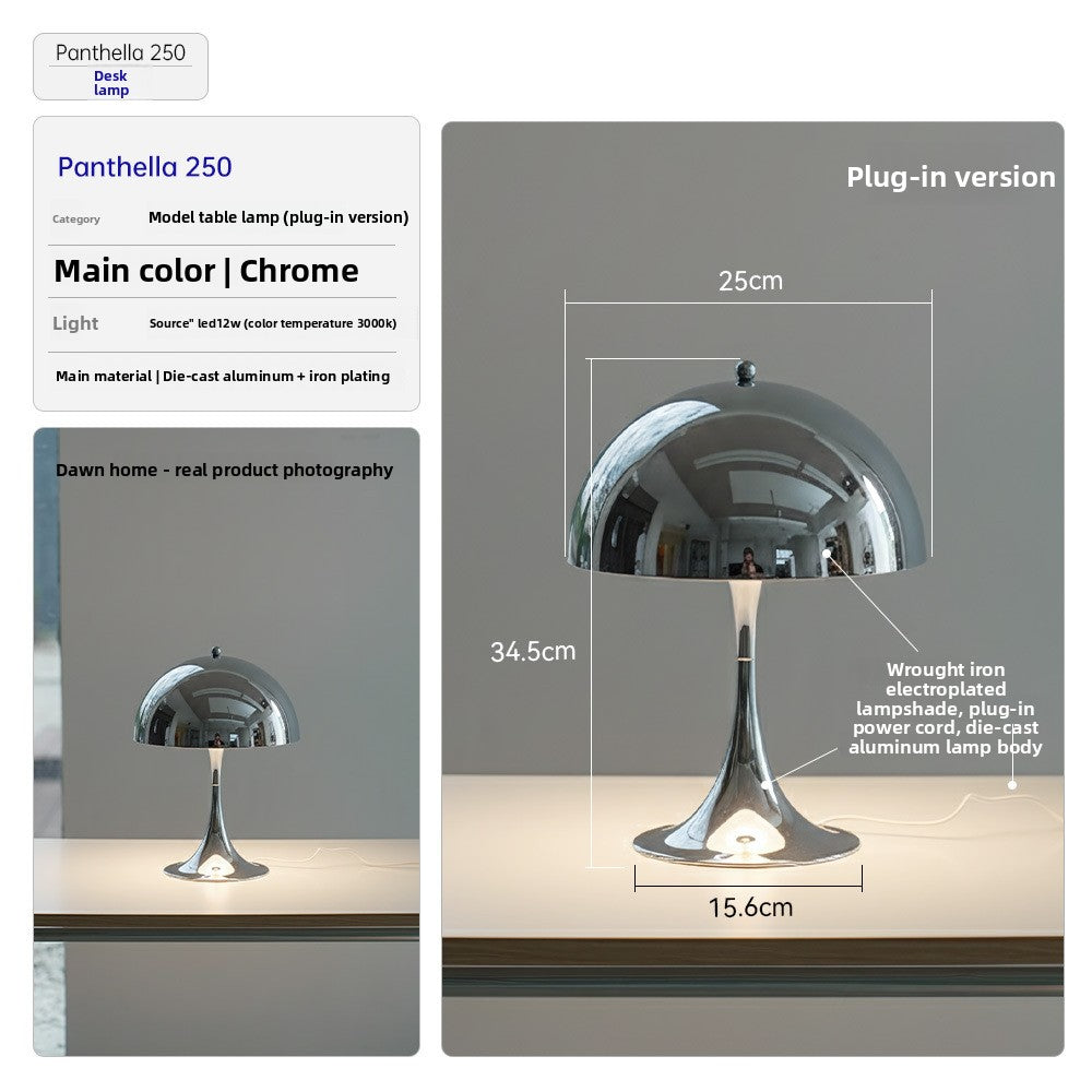 Danish Light Luxury Nordic Retro Small Table Lamp Bedroom Bedside Lamp Charging Decoration Study Living Room Atmosphere Lamp Mushroom Lamp