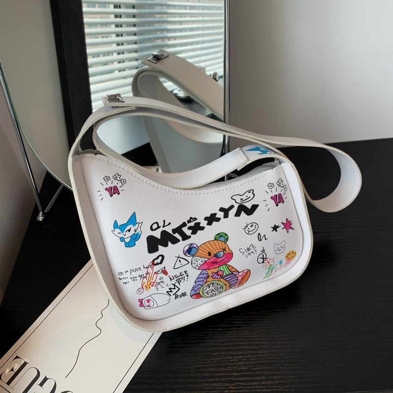 Little Bear Cartoon Graffiti Shoulder Bag