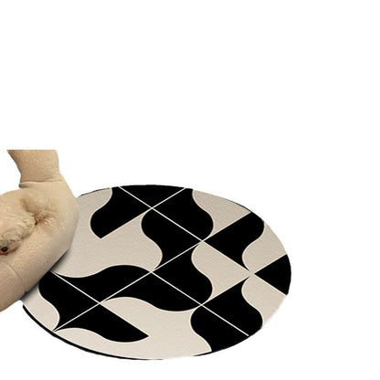 Black and White Pool Ball Pattern Non-Slip Round Rug
