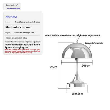 Danish Light Luxury Nordic Retro Small Table Lamp Bedroom Bedside Lamp Charging Decoration Study Living Room Atmosphere Lamp Mushroom Lamp