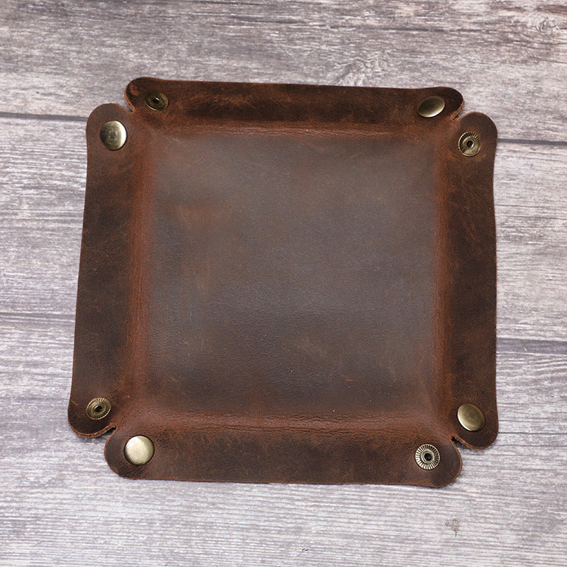 Vintage Leather Desk Tray Organizer
