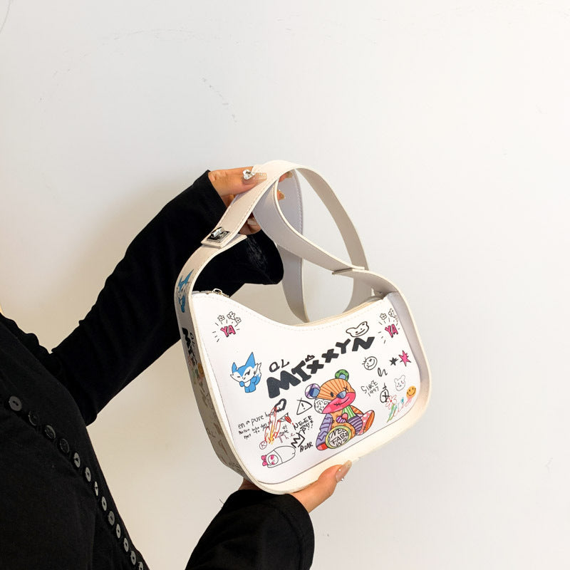 Little Bear Cartoon Graffiti Shoulder Bag