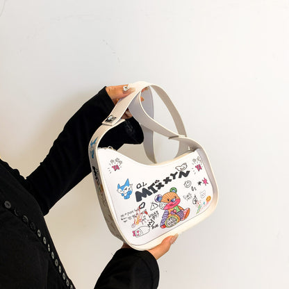 Little Bear Cartoon Graffiti Shoulder Bag